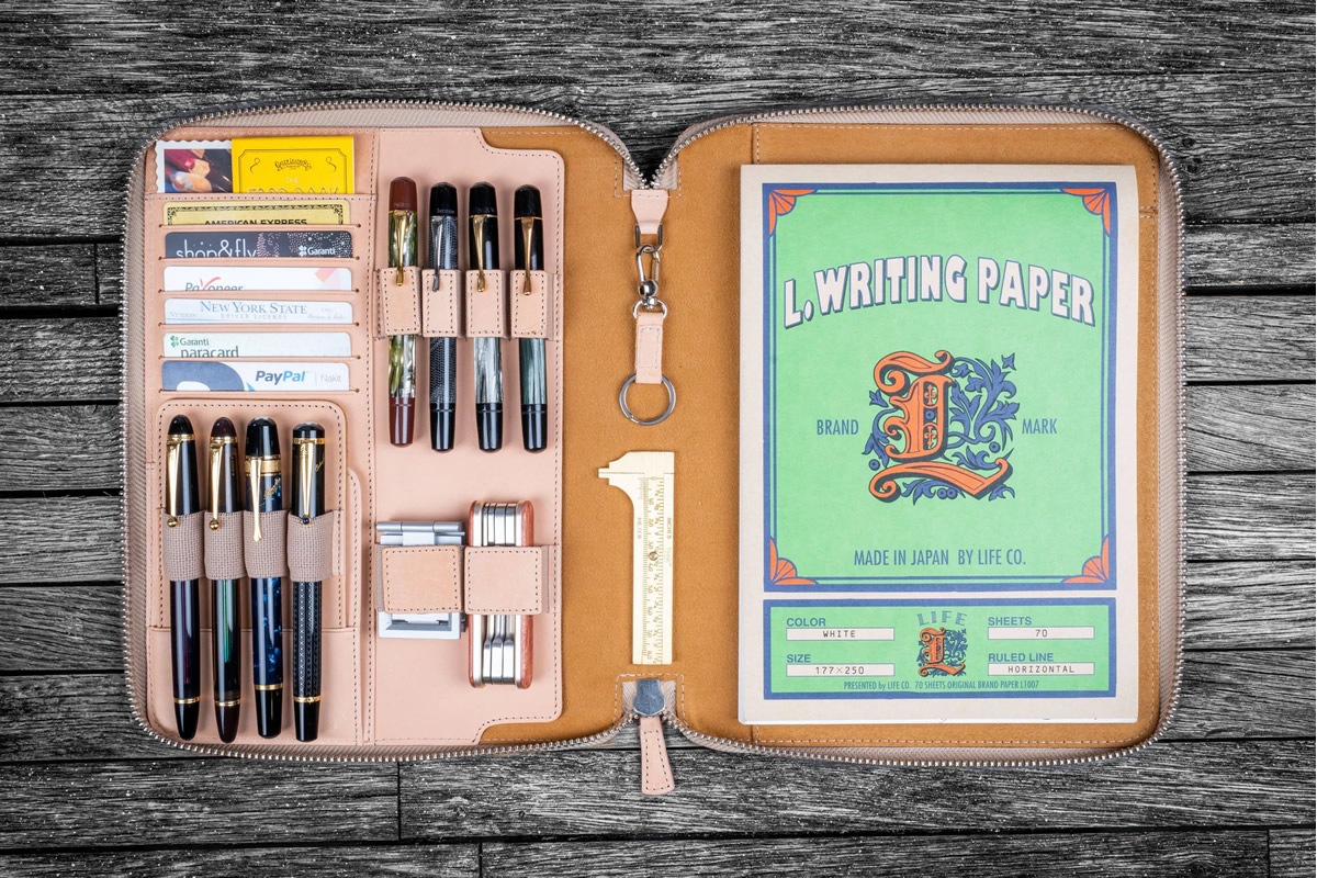 ガレンレザー無染色A5ノートブックフォリオペンケース