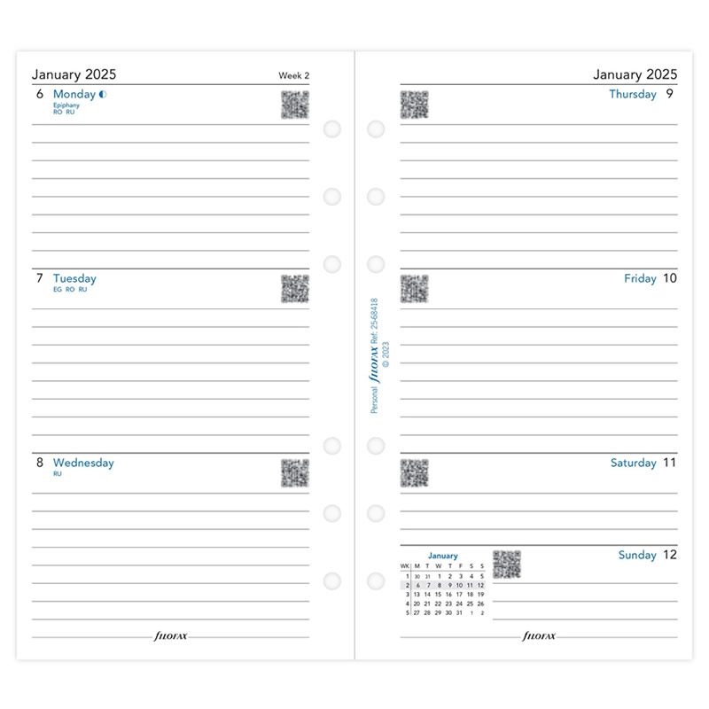 FILOFAX 2025ǯ �����ƥ��Ģ��ե��� �Х��֥� ������1���� ��-�� (������)  25-68418 �ե������ե��å���