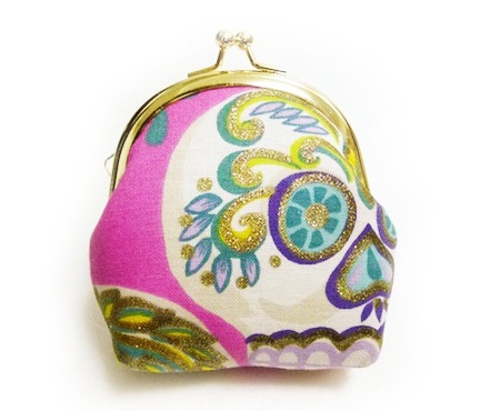 がま口小銭入れ【シュガースカル×ピンク】