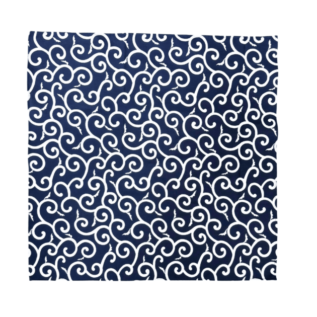 和柄バンダナ【紺×唐草】A