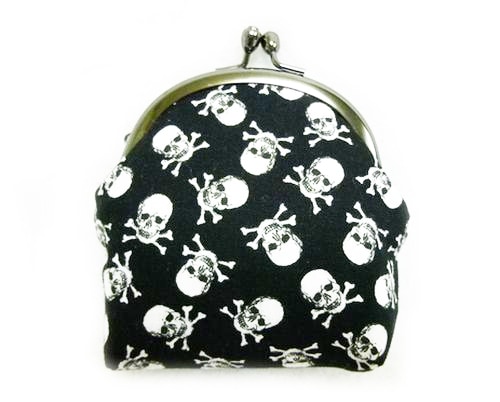 がま口小銭入れ【timeless treasures skull】