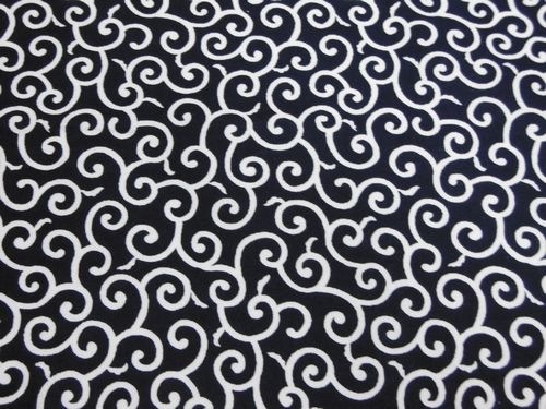 和柄バンダナ【紺×唐草】模様小