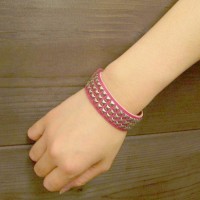 スタッズレザーブレス【スモーキーピンク】|アクセサリー|アクセサリー,ストラップ