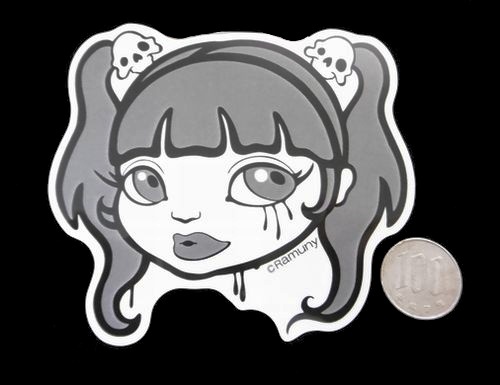 Ramunyステッカー【ツインテール　グレー】