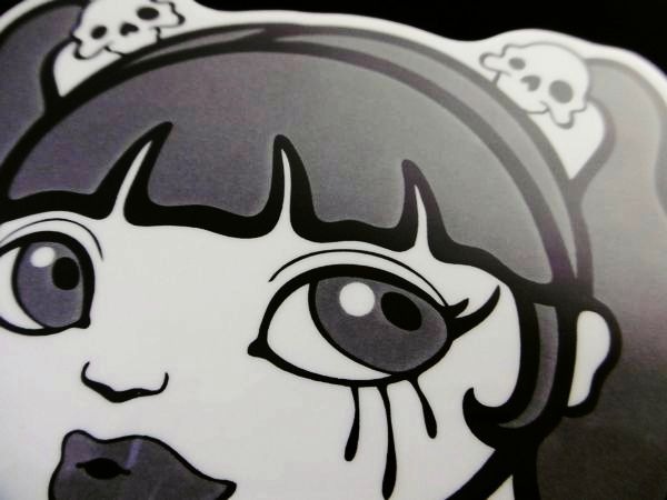 Ramunyステッカー【ツインテール　グレー】