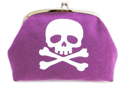 大きめガマポーチ【ビンテージ帆布×紫】