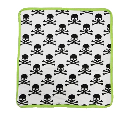 スカルベビーブランケット（ひざ掛け）【パイル黄緑】