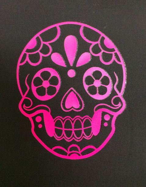 60cmジャンプ傘TNS×NAGI【黒×Sugar Skull　ネオンピンク】