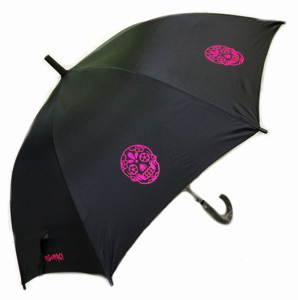60cmジャンプ傘TNS×NAGI【黒×Sugar Skull　ネオンピンク】