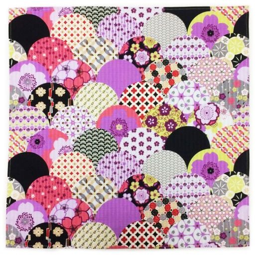 和柄バンダナ【花柄紫】