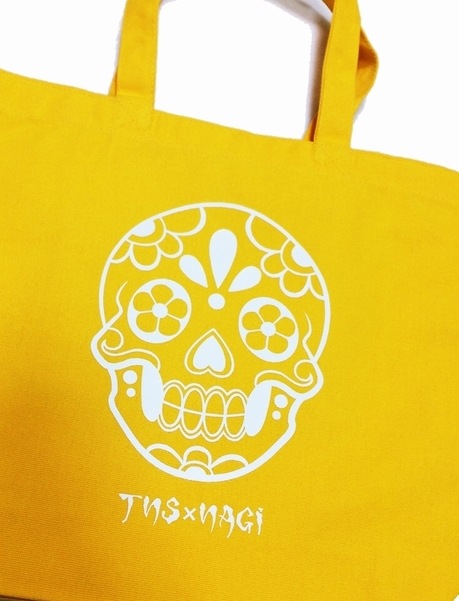 TNS×NAGI帆布トート【からし×白Sugar Skull】