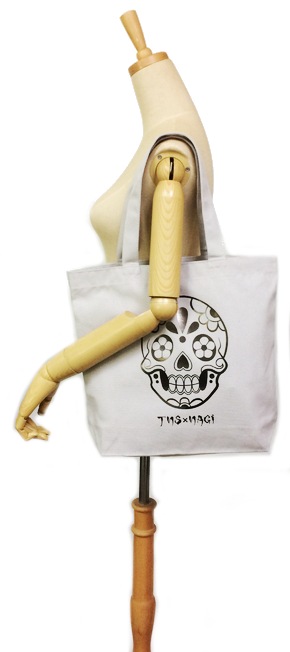 TNS×NAGI帆布トート【グレー×黒メタルSugar Skull】