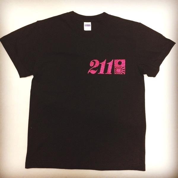 Tシャツ【211×日の丸旭日旗】黒×ピンクラメ