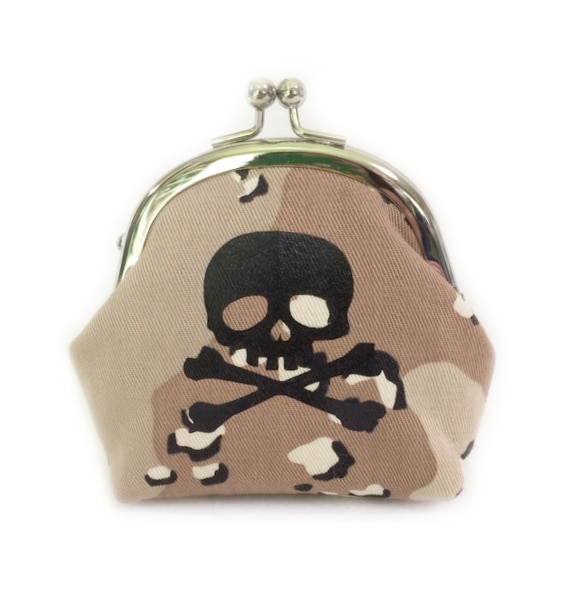 がま口小銭入れ【迷彩×スカル】A