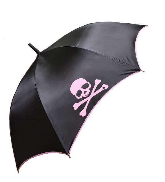 65cmジャンプ傘【パステルピンクパイピング×ビッグスカル】