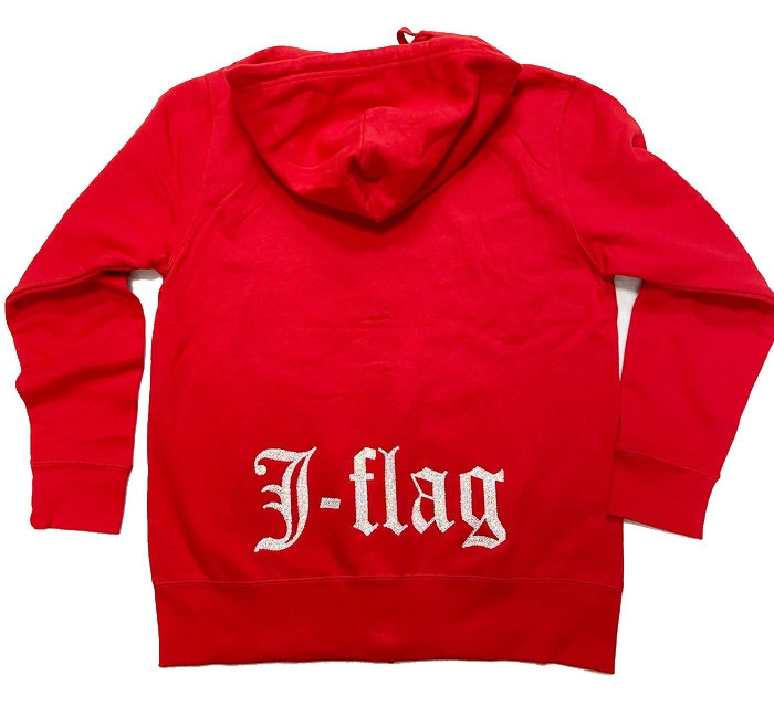 【愛国バーJ-flag】2020スパンコール刺繍パーカー【赤】