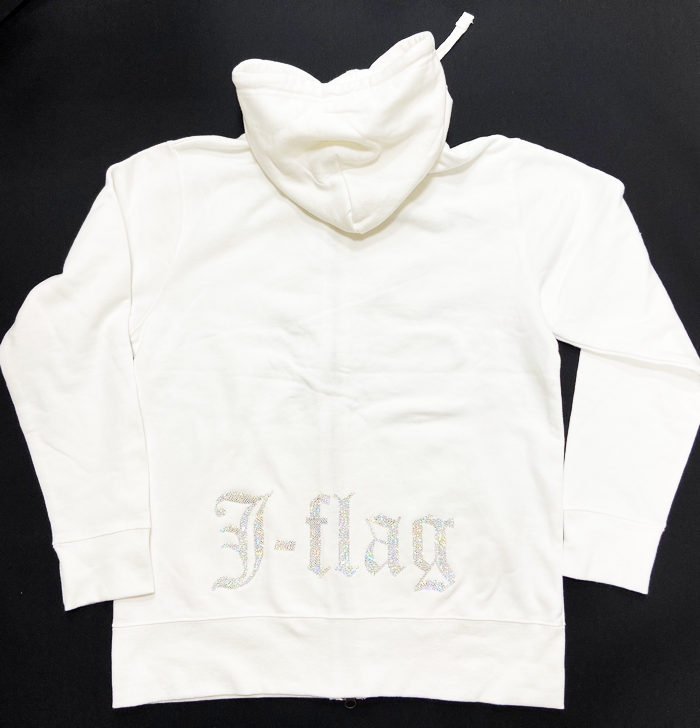 【愛国バーJ-flag】2020スパンコール刺繍パーカー【白】