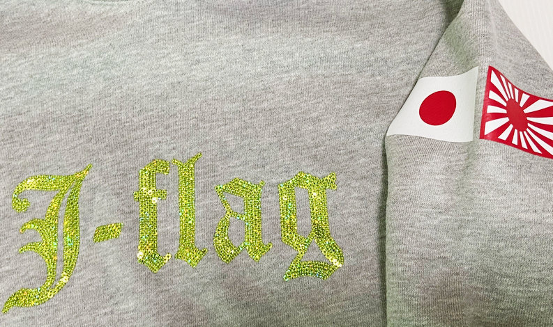 【愛国バーJ-flag】2020スパンコール刺繍パーカー【グレー】