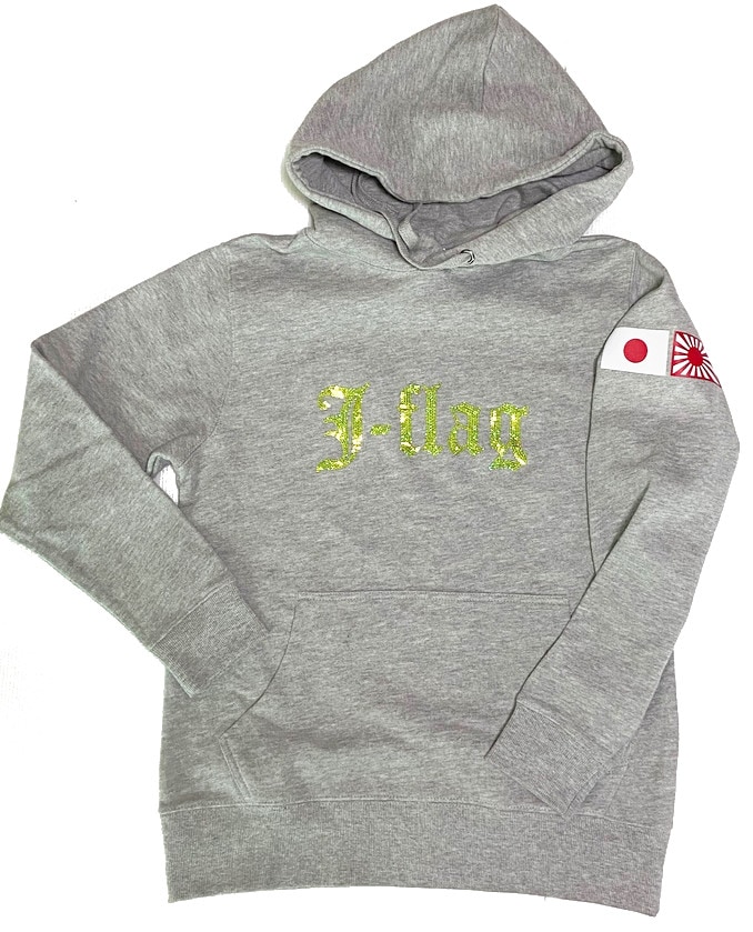 【愛国バーJ-flag】2020スパンコール刺繍パーカー【グレー】
