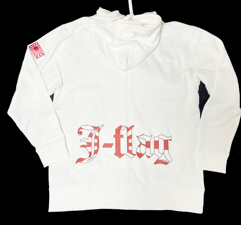 【愛国バーJ-flag】プリントパーカー【白】XXL