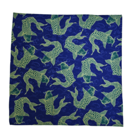 和柄バンダナ【鯉/紺-青緑】