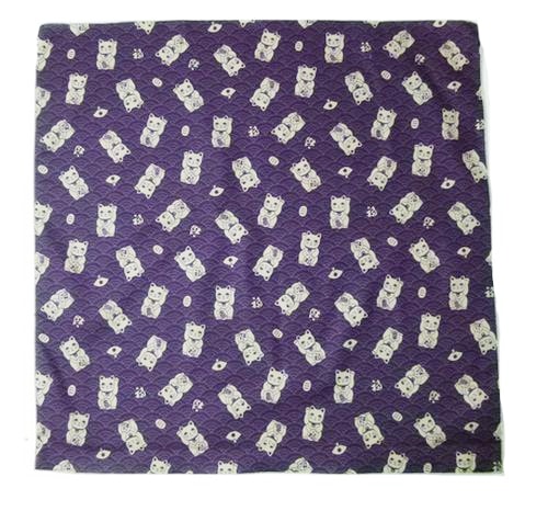 和柄バンダナ【招き猫】紫