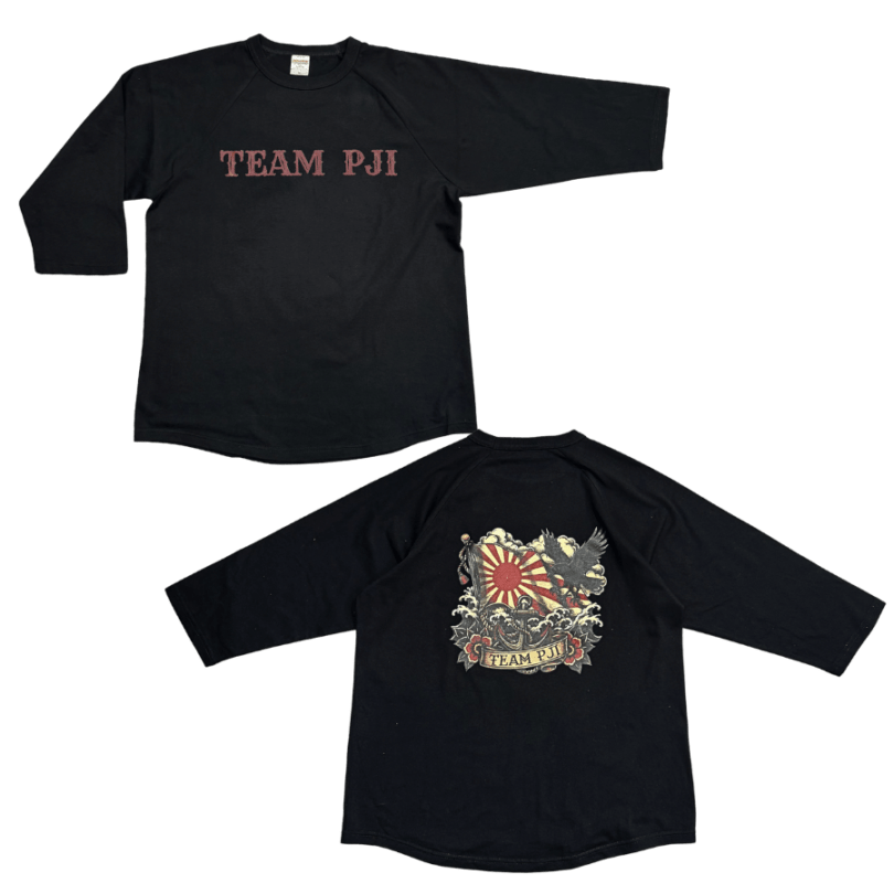 【TEAM PJI 】八咫烏ラグラン七分袖シャツ(ブラック)