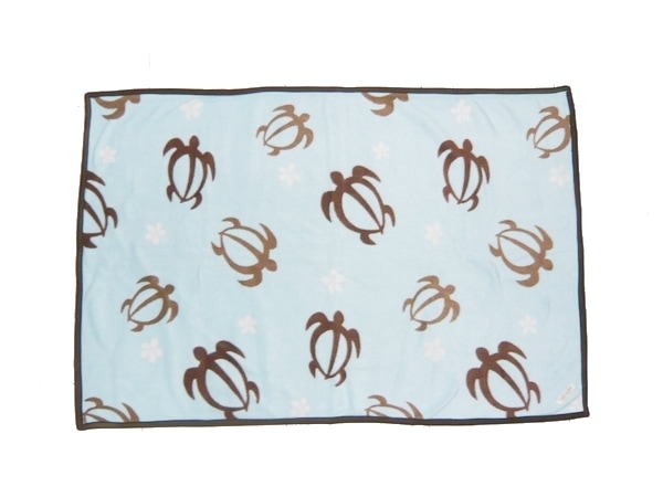 厚手フリースブランケット【ホヌ水色】