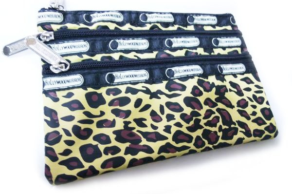 3ZIPトラベルポーチ【豹柄/ブラウン】