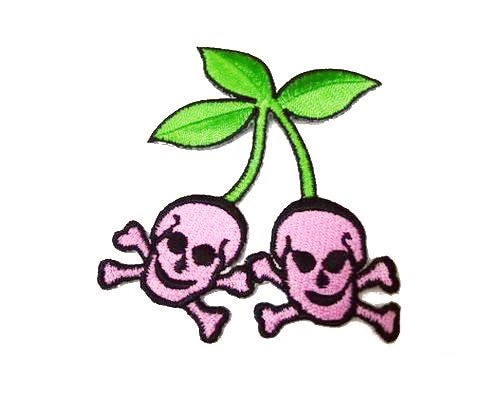 アイロンワッペン【ピンクスカルチェリー】