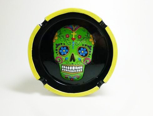 灰皿【メキシカンスカル】グリーン