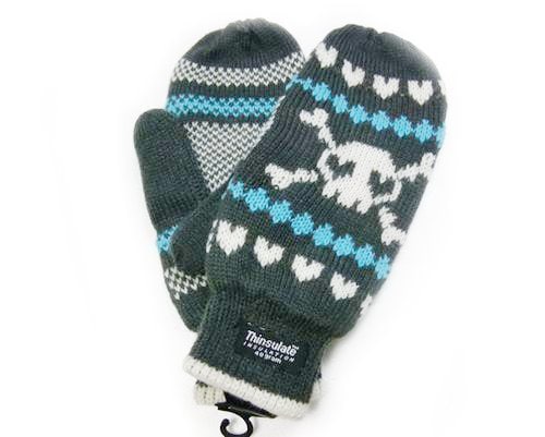 ジャガードミトン【スカル×グレー】