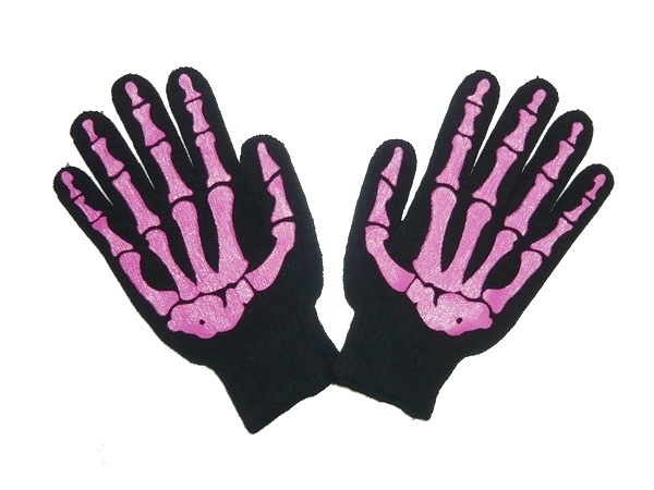 ホネ軍手【ピンク×黒】