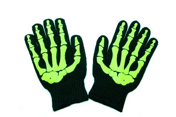 ホネ軍手【黒×緑】