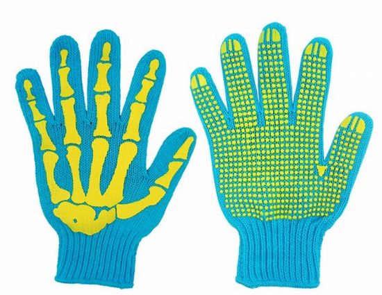 ホネ軍手【水色/黄色】