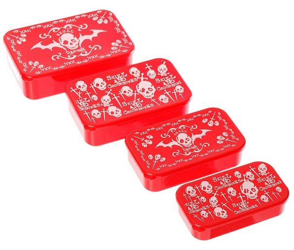 4段タッパー赤【ランチボックス　スカルＤＡＮＧＥＲ】