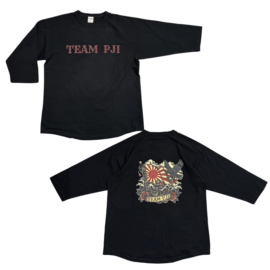 【TEAM PJI 】八咫烏ラグラン七分袖シャツ(ブラック)
