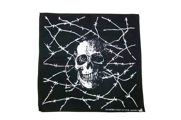 バンダナ【有刺鉄線スカル黒】14967