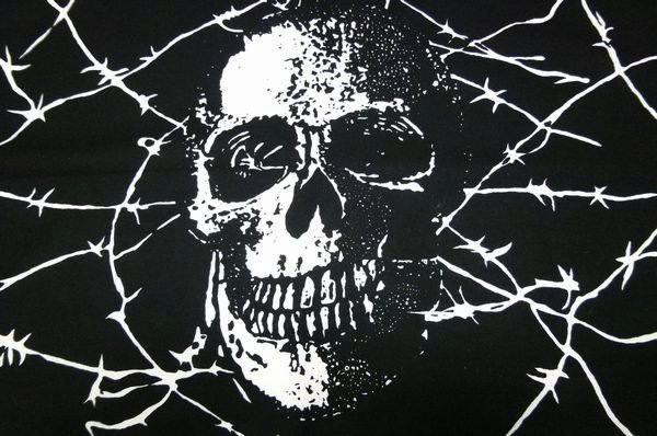 バンダナ【有刺鉄線スカル黒】14967