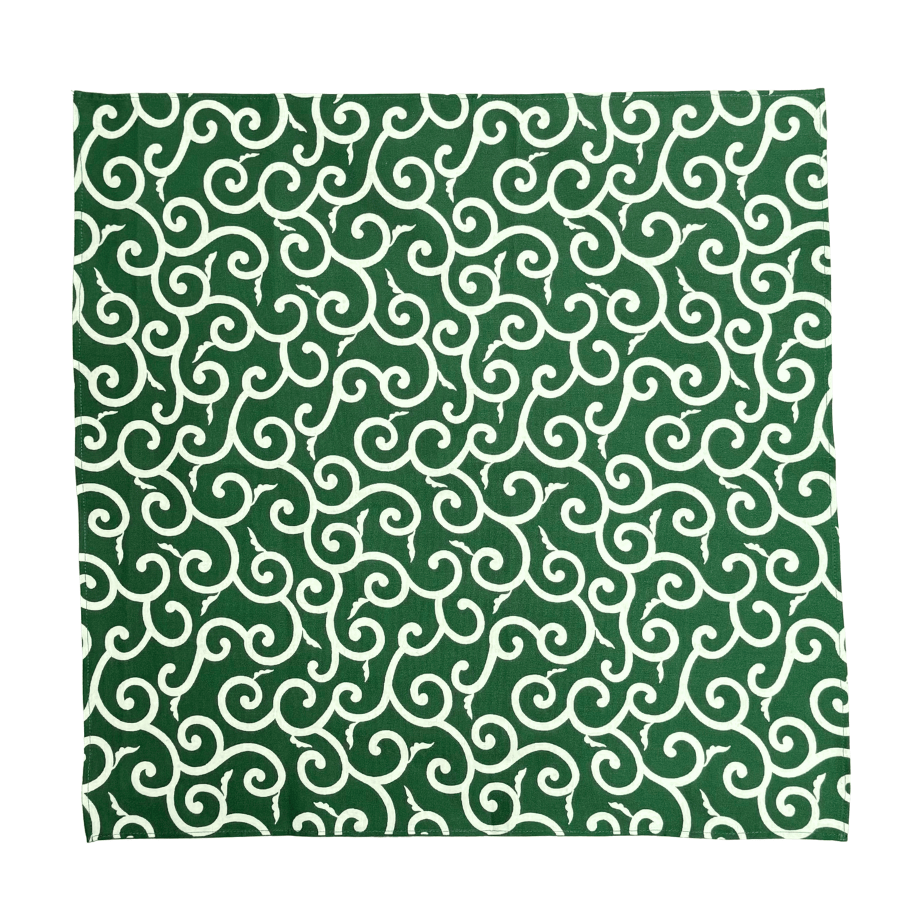 和柄バンダナ【緑×唐草】模様大