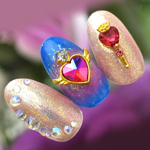 ネイルパーツ ハート 美少女 魔法 スティック ネイル ジェルネイル パーツ ネイル用品 デコ ネイルジュエリー ゴールド ネイルアート デコパーツ メタル ジェル ジェルネイルパーツ メタルパーツ ジュエリー ジェルネイル用品 セルフジェルネイル アート セルフネイル