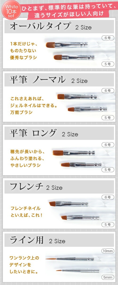 メール便ok ジェルネイル用筆10本セット 平筆 フレンチ ラウンド ライン各種細筆など使えるアート用ブラシ ネイル ジェル ネイルアート ネイル用品 ジェルネイル 筆 ブラシ ネイル筆 セット ネイルブラシ ジェルブラシ ネイルケアグッズ ネイル工房 すべての商品