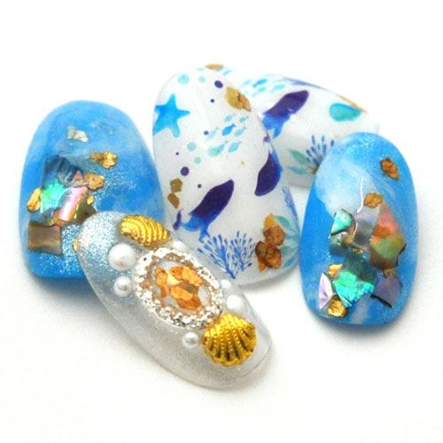 ネイルシール マーメイド 海 くじら シェル ヒトデ マリン 魚  ジェル 