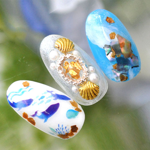 ネイルシール マーメイド 海 くじら シェル ヒトデ マリン 魚  ジェル 