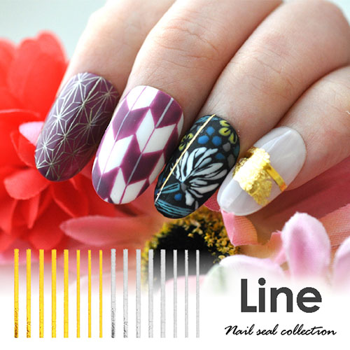 ネイルシール 色々な太さがセットになったライン ゴールド シルバー 未硬化ジェルの上から貼れる強力粘着 ネイルシール ネイル シール ネイル用品 デコ ネイルアート ライン ラインシール ジェルネイル ジェルネイル用品 ネイルパーツ ラインテープ ゴールド ネイル工房