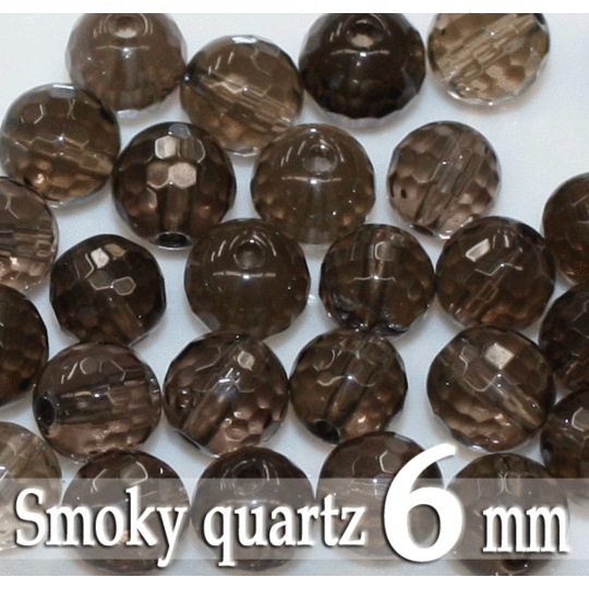 天然石パワーストーン☆カットスモーキークウォーツ６mm（丸玉ビーズ）【パーツ】