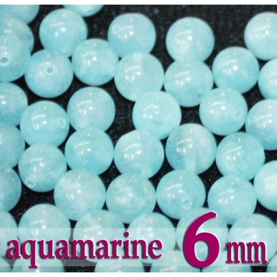 天然石パワーストーン☆アクアマリン6mm(丸玉ビーズ)【パーツ】