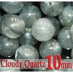 天然石パワーストーン☆クラウディークォーツ10mm（丸玉ビーズ）【パーツ】|天然石パワーストーン