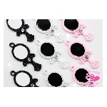 ストーン付きミニ手鏡☆メタルパーツ　1P約30×12mm★注文番号20000247【パーツ】|カラフルパーツ|メタルパーツ