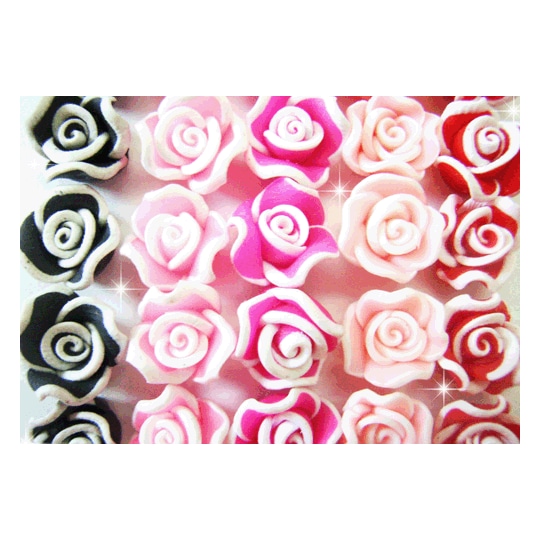 クレイフラワーバラ　1P 8mm　（白フチ）★注文番号20000488【パーツ】